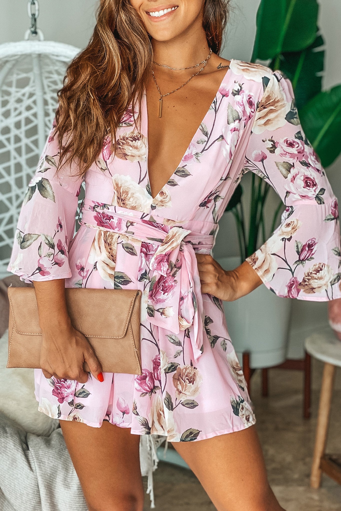 Dusty Pink Floral Romper | Cute Rompers ...